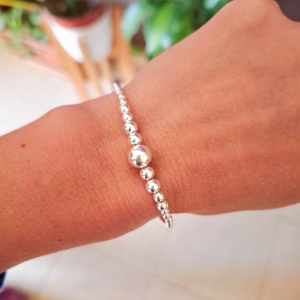 Pulsera Multi bolitas. plata 925