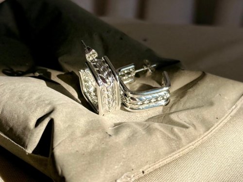 Aros cuadrados grandes -Acero Blanco