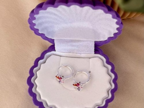 Argollas flores coloridas-Acero Blanco