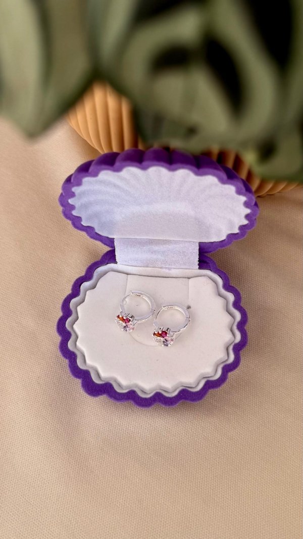 Argollas flores coloridas-Acero Blanco