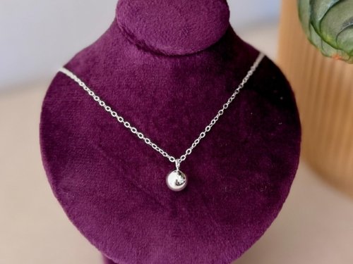 colgante bolita única - Acero Blanco