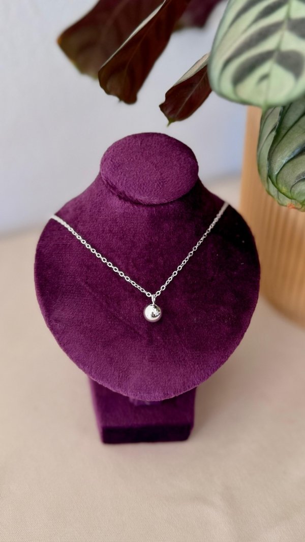 colgante bolita única - Acero Blanco