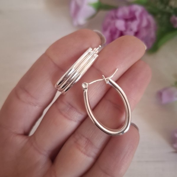 Argollas a Rayas- Acero Blanco