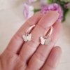 Aros Mariposas plateadas- Acero Blanco