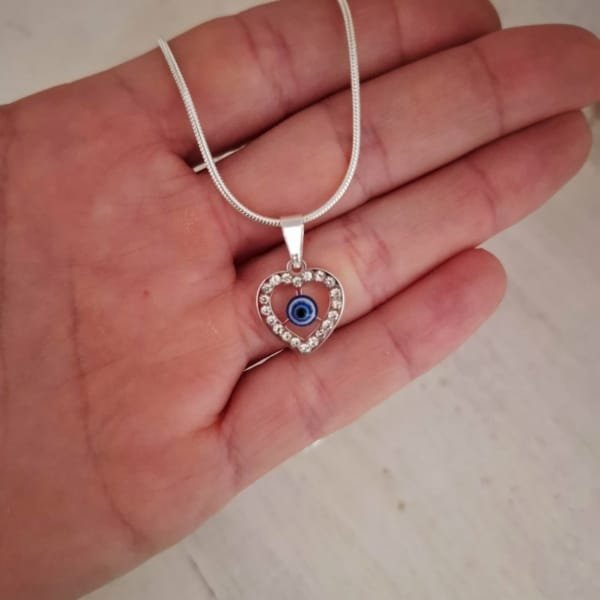 colgante ojo turco corazón Acero Blanco